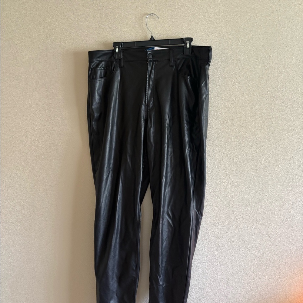 Old Navy Black Straight Leg Pants (Faux Leather)